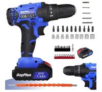 Perceuse Visseuse Devisseuse Sans Fil 21V, avec 1x Batterie, 45Nm, 25+1 Réglages de Couple, 2 Vitesse, 26 Accessoires