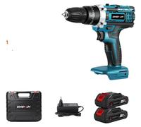 Perceuse-visseuse électrique, 25 réglages de couple, design sans fil, coffret comprenant 2 batteries, adaptateur secteur 100V-240V, prise de type C (Europe)