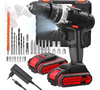perceuse-visseuse électrique 3 en 1 - Kit de perceuse-visseuse - Alimentation CA - Filaire - Appareil portatif - Prise UE - Rouge
