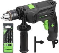 Perceuse-visseuse électrique - Percuteur - 600 W - Mandrin de serrage métallique de 13 mm - 0–3000 tr/min - Alimentation secteur 230 V - Pour bois et métaux non ferreux - Vert