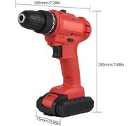 perceuse-visseuse électrique portable sans fil 21V avec mandrin 3/8 pouces, batterie 1.5Ah, chargeur rapide, douilles pour embouts, rallonge, lampe de travail LED Vitesse variable 25+1 Ajustement du c