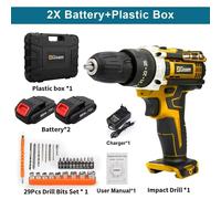 Perceuse-visseuse et hocs sans fil - 20V - Couple de 25 Nm - 2 vitesses - 1600 tr/min - Coffret comprenant 2 batteries - Variante B