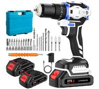 Perceuse-visseuse et marteau-piqueur - Perceuse à percussion 21V - Moteur sans balais - 25+1 réglages de couple - 70 Nm - 1800 tr/min - Batterie lithium-ion - Coffret comprenant 2 batteries