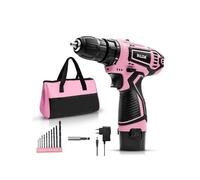 Perceuse-visseuse - Marque - 12V - Vitesse réglable - 10 forets - Rose