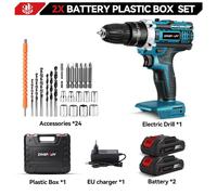 Perceuse-visseuse multifonction 3-en-1 - Percuteur - 500W - 25+3 réglages de couple - 18V - Coffret comprenant 2 batteries