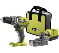 Perceuse-visseuse RYOBI 18V ONE+, 50 Nm, 500-1800 tr/min, Mandrin 13 mm, Batterie 2 Ah, Chargeur et Sac