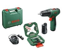 Perceuse-visseuse sans fil 12 V, batterie 1,5 Ah intégrée, avec mallette BOSCH - CHARGEUR + MALLETTE + JEU DE 34 PIÈCES.