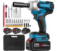 Perceuse-visseuse sans fil - 16,8V - Perceuse-visseuse - Couple de 380 Nm - Moteur sans balais - 2 batteries de 2000 mAh - Boîte de vitesses à 2 rapports - 23 réglages de couple - Prise européenne