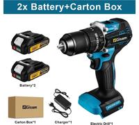 Perceuse-visseuse sans fil - 18 V - Moteur sans balais - Couple de 65 Nm - 2 vitesses - Mandrin de 13 mm - 2 batteries - Vert