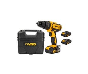 Perceuse visseuse sans fil 18V + 2 Batteries Lithium 2.0Ah Mallette Professionnelle de 18 accessoires de vissage et perçage VITO