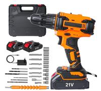 Perceuse-visseuse sans fil - 21 V - 45 Nm - 1 800 tr/min - Éclairage LED - 2 batteries - Prise UE
