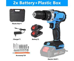 Perceuse-visseuse sans fil - 21 V. Percuteur sans fil - Batterie lithium-ion incluse. Vitesse variable. Sens de rotation avant/arrière. Couleur : noir