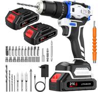 Perceuse-visseuse sans fil - 21 V sans balais - 70 Nm - 1 800 tr/min - 2 batteries - Éclairage de travail LED - Prise UE - Noir