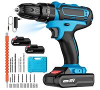 Perceuse Visseuse Sans Fil 21V À Percussion - 32Nm - 2 Batteries Lithium - Coffret 24 Accessoires Visseuse Electrique Multifonction
