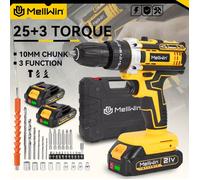 Perceuse Visseuse Sans Fil 21V avec Mallette Tournevis Électrique Polyvalent Kit 34 Accessoires Outil Électrique pour Bricolage