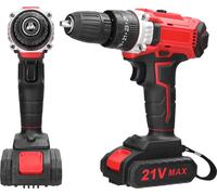 perceuse-visseuse sans fil 21V - Perceuse/visseuse - 2 vitesses - Vitesse variable - 25 positions de couple - Rotation droite/gauche - Batterie incluse