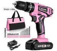 Perceuse-visseuse sans fil 21V, sac de rangement, 22Nm, perceuse-visseuse rose pour bricolage