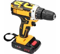 Perceuse-visseuse sans fil - 21V sans fil - 2 vitesses - Couple 18 positions - Vitesse variable - Batterie et kit de forets/embouts inclus - Prise UE - Jaune