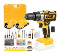 Perceuse visseuse sans fil 21V, visseuse devisseuse avec 2 batteries 1,5Ah, 45 Nm, 25+3 réglages de couple, 2 vitesses, mandrin autoserrant 10 mm, coffret d’outils pour bricolage et réparation