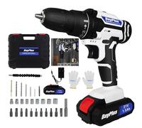 Perceuse Visseuse Sans Fil 21V, Visseuse Devisseuse Sans Fil avec 1 Batterie, 45Nm Perceuse Électrique, 25+1 Réglages de Couple, 29 Accessoires, 2 Vitesses, LED, pour la Bricolage(Blanc)