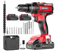 Perceuse Visseuse Sans Fil 21V, Visseuse Devisseuse Sans Fil avec 2 Batteries 2.0Ah, 42Nm Perceuse Percussion, 25+3 Réglages de Couple, 30 Accessoires, 2 Vitesses, LED, pour le Bricolage