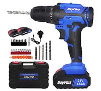 Perceuse Visseuse Sans Fil 21V, Visseuse Devisseuse Sans Fil avec 2 Batteries, 45Nm Perceuse Électrique, 25+1 Réglages de Couple, 26 Accessoires, 2 Vitesses, LED, pour la Bricolage(Bleu)