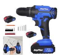 Perceuse Visseuse Sans Fil 21V, Visseuse Devisseuse Sans Fil avec 2 Battery 1.5A,Accessoires et Valise, pour Projet de Bricolage
