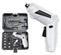 Perceuse Visseuse Sans Fil 3.6Nm, Visseuse Devisseuse 1800mAh 3.6V + 47 Accessoires, 2 Sens Rotation + Lampe LED (Blanc)