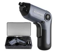 Perceuse Visseuse Sans Fil 6Nm 3,6V WORKPRO, Visseuse Devisseuse Excentrique avec 21 Embouts, Barre d'Extension, Batterie 2000 mAh, Lumiere LED, Cable USB-C, Boite de Rangement, pour Bricolage, Gris