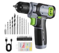 Perceuse Visseuse Sans Fil 8V WORKPRO, Visseuse Devisseuse Sans Fil Gris Vert, Accessoires 53 Pieces, avec Mandrin 10mm, LED Lumiere, Cable de Charge Type C, pour Reparation Maison DIY