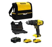 Stanley - Perceuse-visseuse à percussion sans fil 18 V avec accessoires, 2 batteries Li-Ion 2,0 Ah, chargeur SFMCD711DSA-QW
