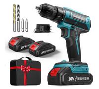 Perceuse Visseuse Sans Fil avec 2 Batteries, Perceuse Devisseuse Sans Fil 20V, Couple Max 42Nm, Visseuse Devisseuse 2 Vitesses LED, Compatible avec Batteries Makita, 25+1 Couple, 10mm Mandrin