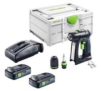 Perceuse-visseuse sans fil Festool C 18-Basic 18 V 45 Nm Brushless + 2 batteries 4,0 Ah + chargeur + Systainer