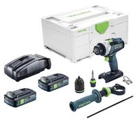 Perceuse-visseuse sans fil Festool TDC 18/4-Basic 18 V 75 Nm sans balais + 2 batteries 4,0 Ah + chargeur rapide + Systainer