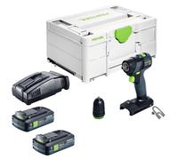Perceuse-visseuse sans fil Festool TXS 18-Basic 18 V 40 Nm sans balais + 2 batteries 4,0 Ah + chargeur rapide + Systainer