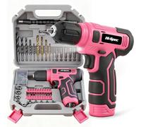 Perceuse Visseuse Sans Fil Hi-Spec Rose 8V USB, Ensemble 110 Pièces pour Femmes avec Forets, Douilles et Jeu d’Embouts de Tournevis, Accessoires dans une Mallette Portable pour Dames
