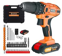 Perceuse-visseuse sans fil - Kit 21 V - 25+1 niveaux de couple - 2 vitesses 0–400/1 400 tr/min - Mandrin à serrage rapide 0,8–10 mm - Bois 23 mm/métal 10 mm - Batterie Li-ion 1,5 Ah - 1 batterie