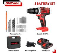 Perceuse-visseuse sans fil - Kit d'outils - 18 V - 500 W - 38 Nm - 2 batteries - Chargeur européen - Moteur à balais - Noir