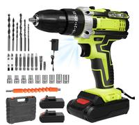 Perceuse-visseuse sans fil - Machine multifonction 3-en-1 - 21 V - 1350 tr/min - 25+3 réglages de couple - 2 batteries - Compacte