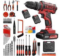 Perceuse visseuse sans fil - MAGICFOX - 36V - Couple 40 N·m - 2 vitesses (0-400/0-1350 tr/min) - 2 batteries, 100 accessoires