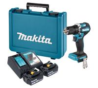 Perceuse-visseuse sans fil Makita DDF 487 RFE 18 V 40 Nm sans balais + 2 batteries 3,0 Ah + chargeur + mallette