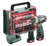 Metabo Perceuse-visseuse sans fil 12 V 600080710 – 2 batteries Li-Ion 2,0 Ah, chargeur, accessoires