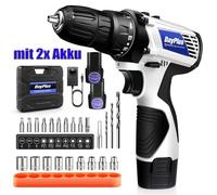Perceuse-visseuse sans fil multifonction - Visseuse sans fil à 2 vitesses - Lampe LED - 2 batteries lithium-ion - Coffret de transport - Blanc