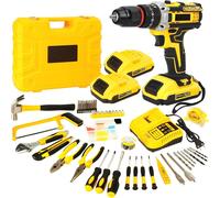 Perceuse-visseuse sans fil - Perceuse - 45 Nm - Coffret d'accessoires de 120 pièces - 2 batteries - Rechargeable - Idéale pour les bricoleurs