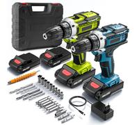Perceuse-visseuse sans fil, perceuse sans fil 28V, 2 batteries de 1300 mAh, couple de 32 Nm, 1350 tr/min, prise européenne