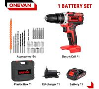 Perceuse-visseuse sans fil - Perceuse/visseuse - Plus de 25 niveaux de couple - 1600 tr/min - Moteur à balais - 1 batterie incluse - Prise européenne - Jaune