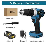 Perceuse-visseuse sans fil - Percussion/Marteau-piqueur - Mandrin de 13 mm - Couple de 650 Nm - Moteur sans balais - 18 V - Coffret comprenant 2 batteries