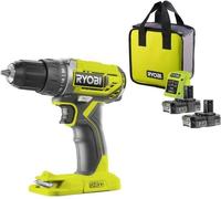 Perceuse-visseuse sans fil RYOBI ONE+ 18V, 2 batteries 2.0Ah, Chargeur 1.5A, Sac de transport, R18DD2-220S
