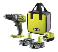 Perceuse-visseuse sans fil - RYOBI - R18DD3-215S - 18V - 2 batteries 1,5Ah + chargeur + sac de transport