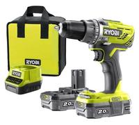 Perceuse-visseuse sans fil RYOBI R18DD3-220S 18V One+ 2 bat Li-Ion 2Ah + chargeur rapide & sac de transport